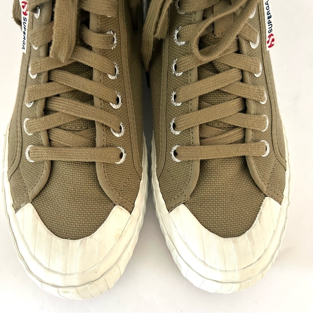 Superga High Top Sneaker Shoe Canvas Fall Comfortable Olive Green Women's Size 8 - Picture 4 of 13
